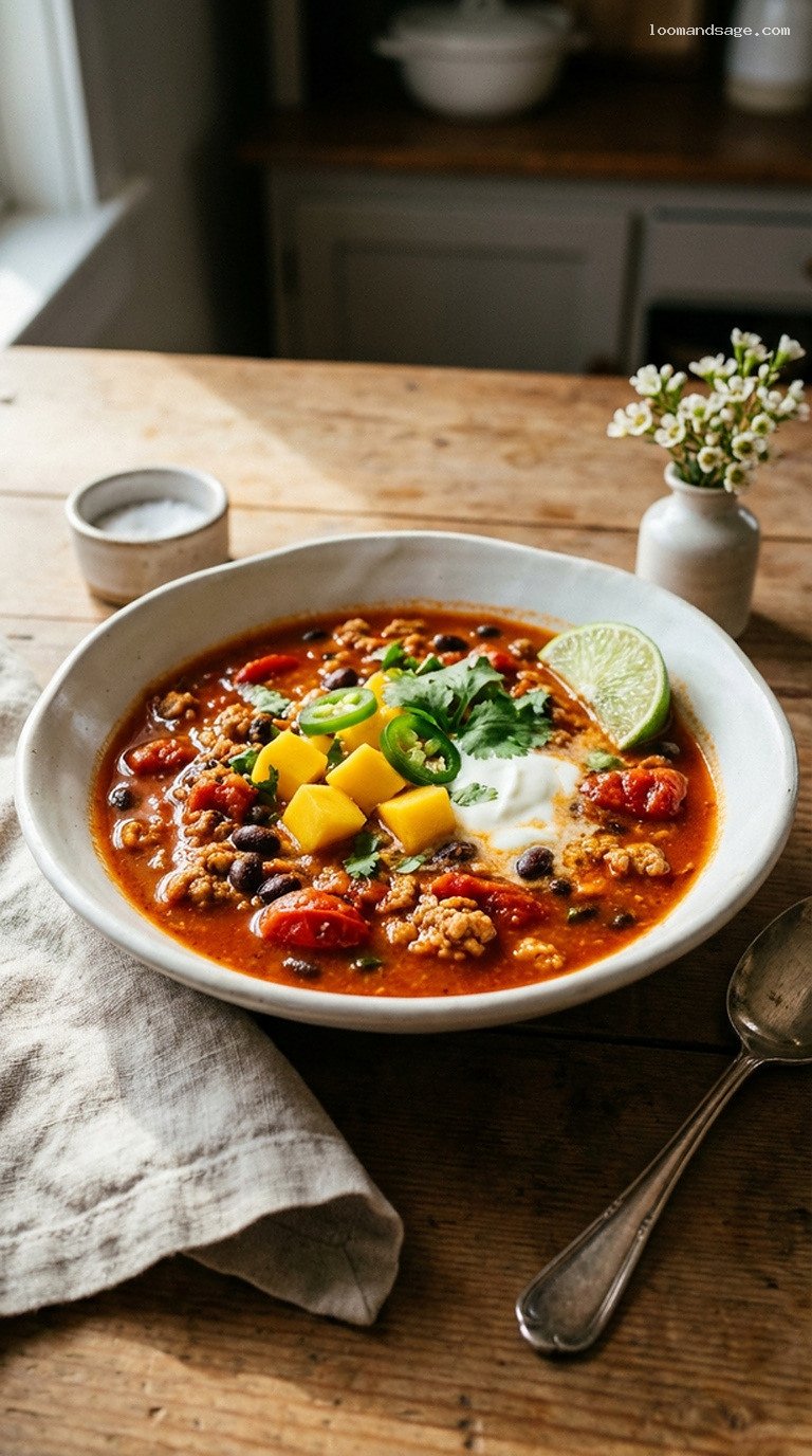 Sweet and Spicy Mango Turkey Chili