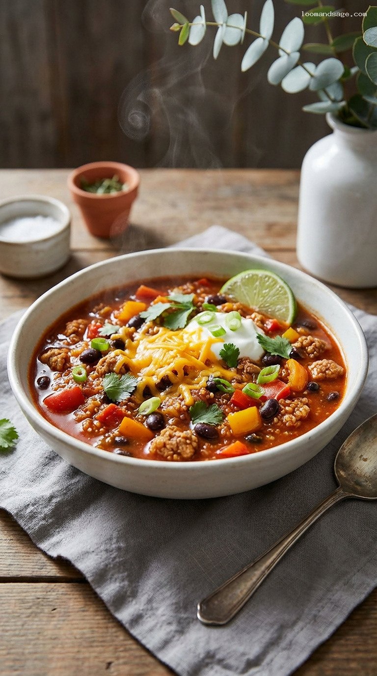 Sweet Pepper and Quinoa Turkey Chili with Black Beans