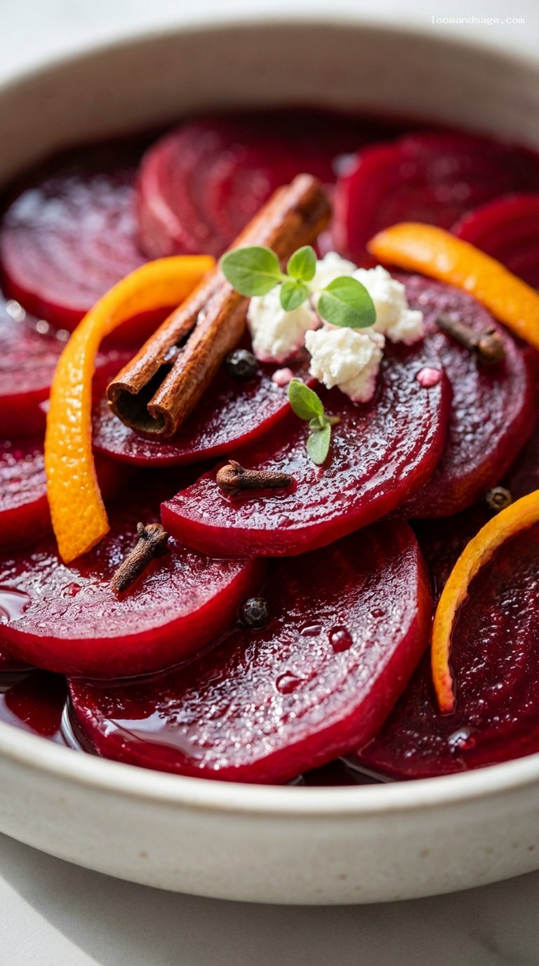 Sweet-Spiced Citrus Pickled Beets for Salads – Closeup