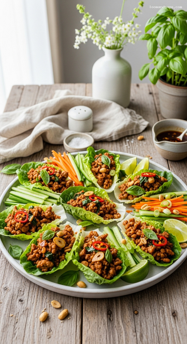 Thai Basil Turkey Lettuce Wraps with Lime