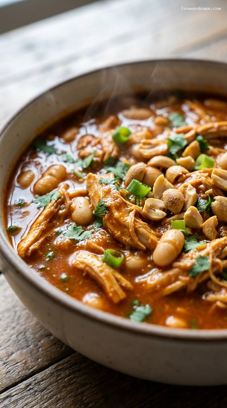 Thai-Inspired Peanut Lime Chicken Chili – Closeup