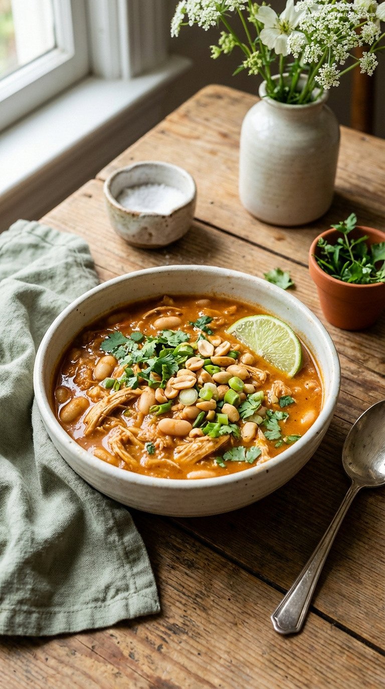 Thai-Inspired Peanut Lime Chicken Chili