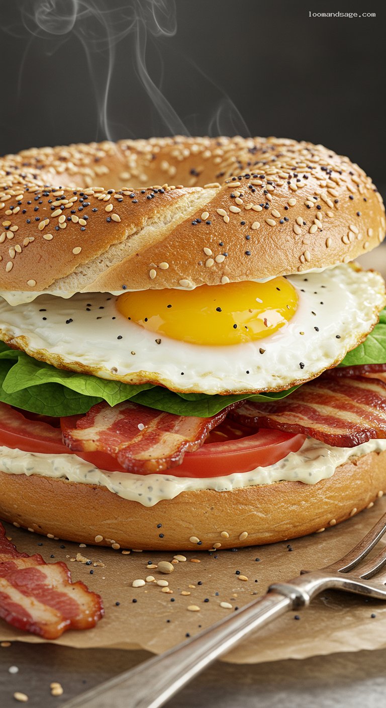 Tim Hortons Bagel BELT Copycat Sandwich Recipe – Closeup