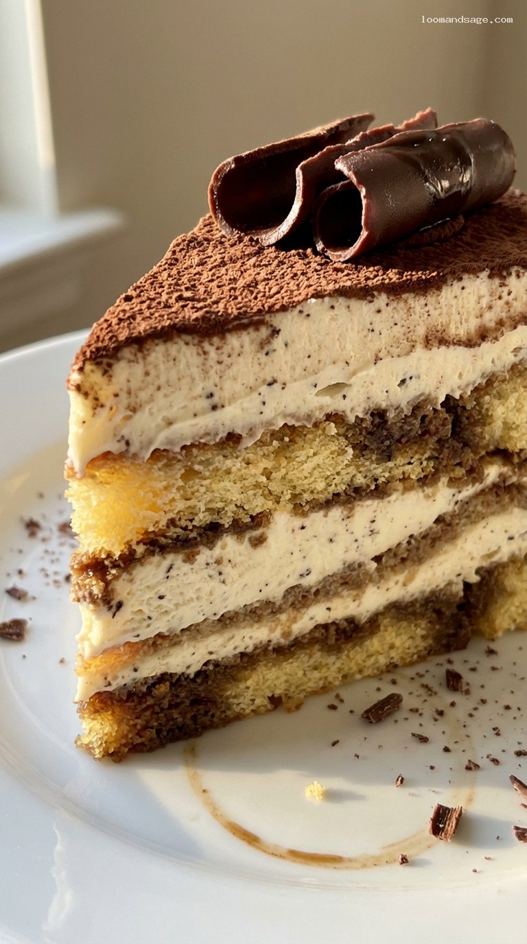 Tiramisu Birthday Cake With Espresso Mascarpone Cream – Closeup