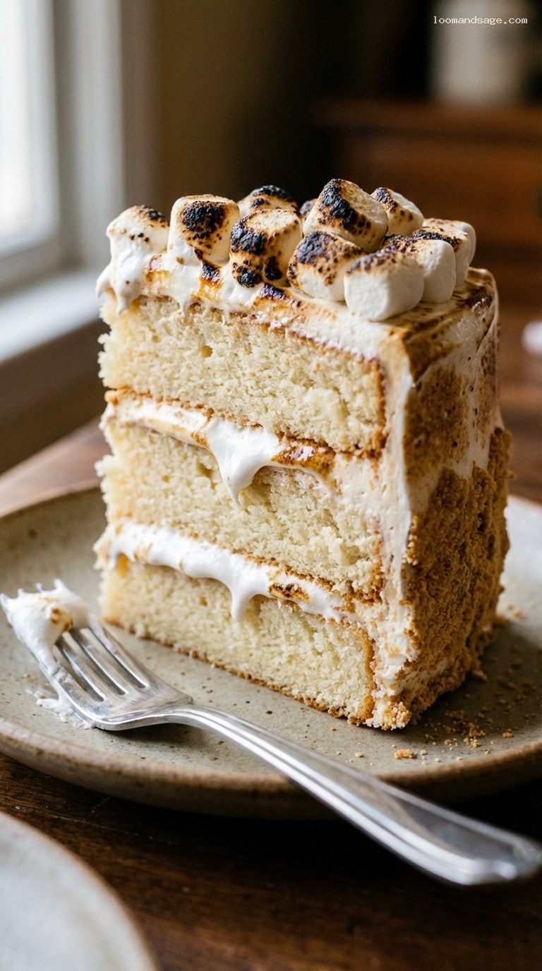 Toasted Marshmallow Cake – Closeup