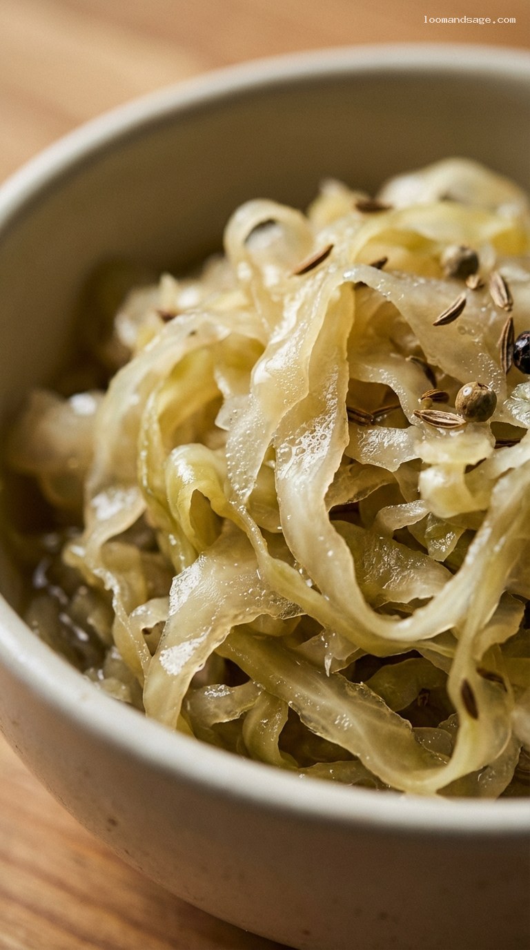 Traditional Fermented Sauerkraut with Optional Caraway – Closeup