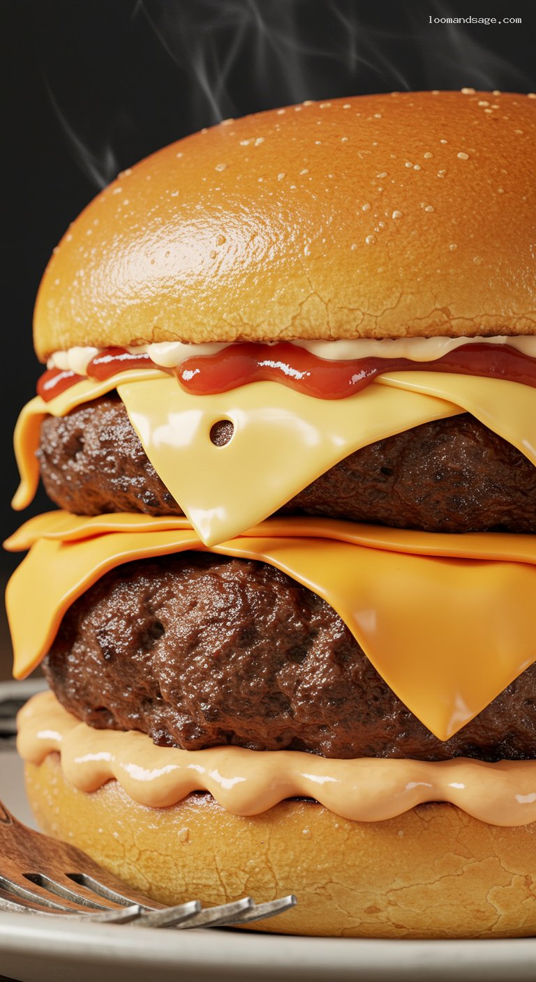 Ultimate Cheeseburger Copycat with Double Patties and Cheese – Closeup