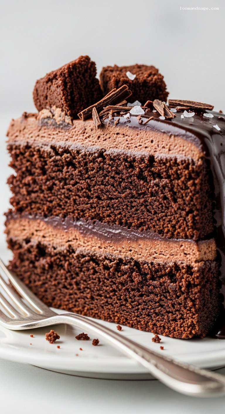 Ultimate Fudgy Brownie Layer Cake with Ganache Buttercream – Closeup