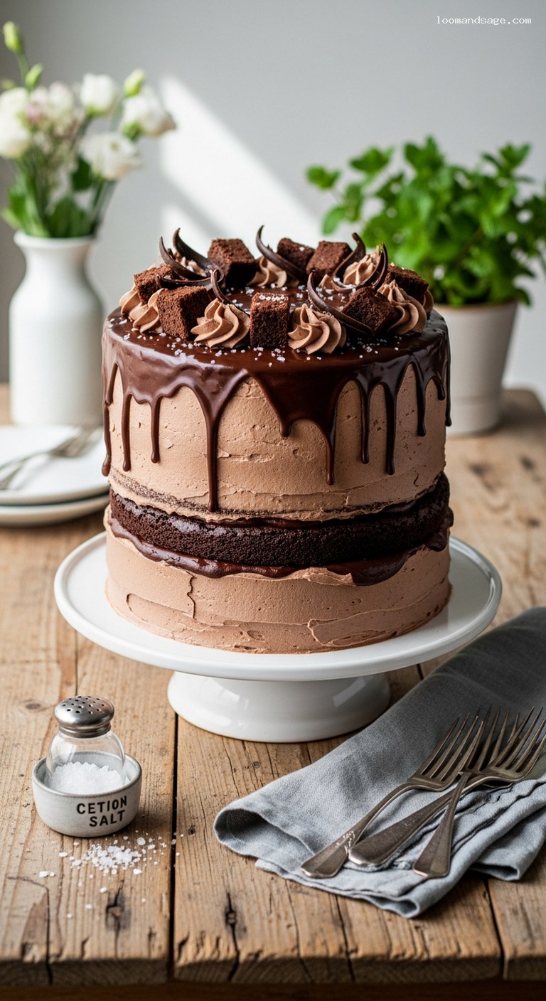 Ultimate Fudgy Brownie Layer Cake with Ganache Buttercream