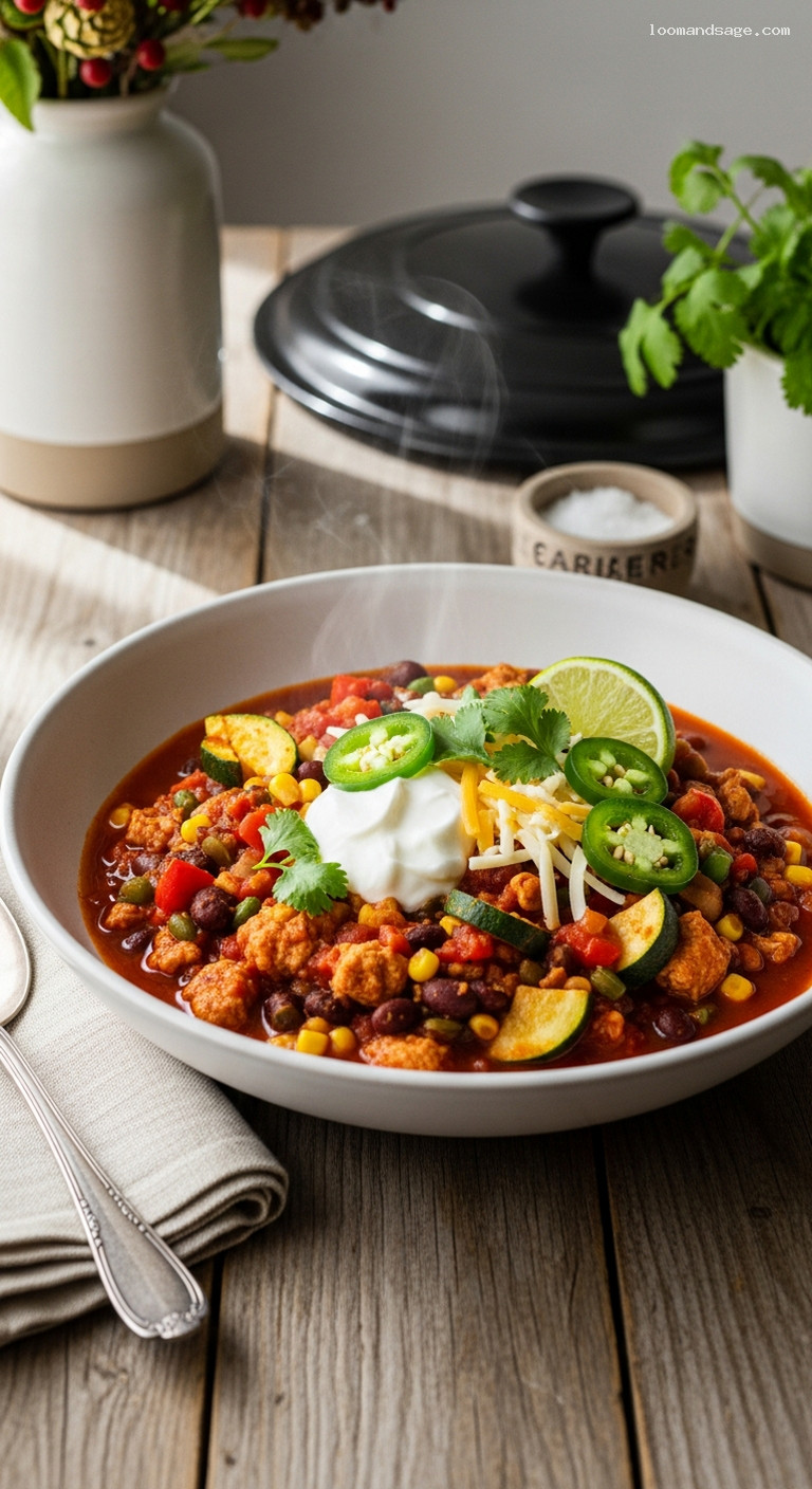 Veggie-Loaded Turkey Chili with Smoky Spices
