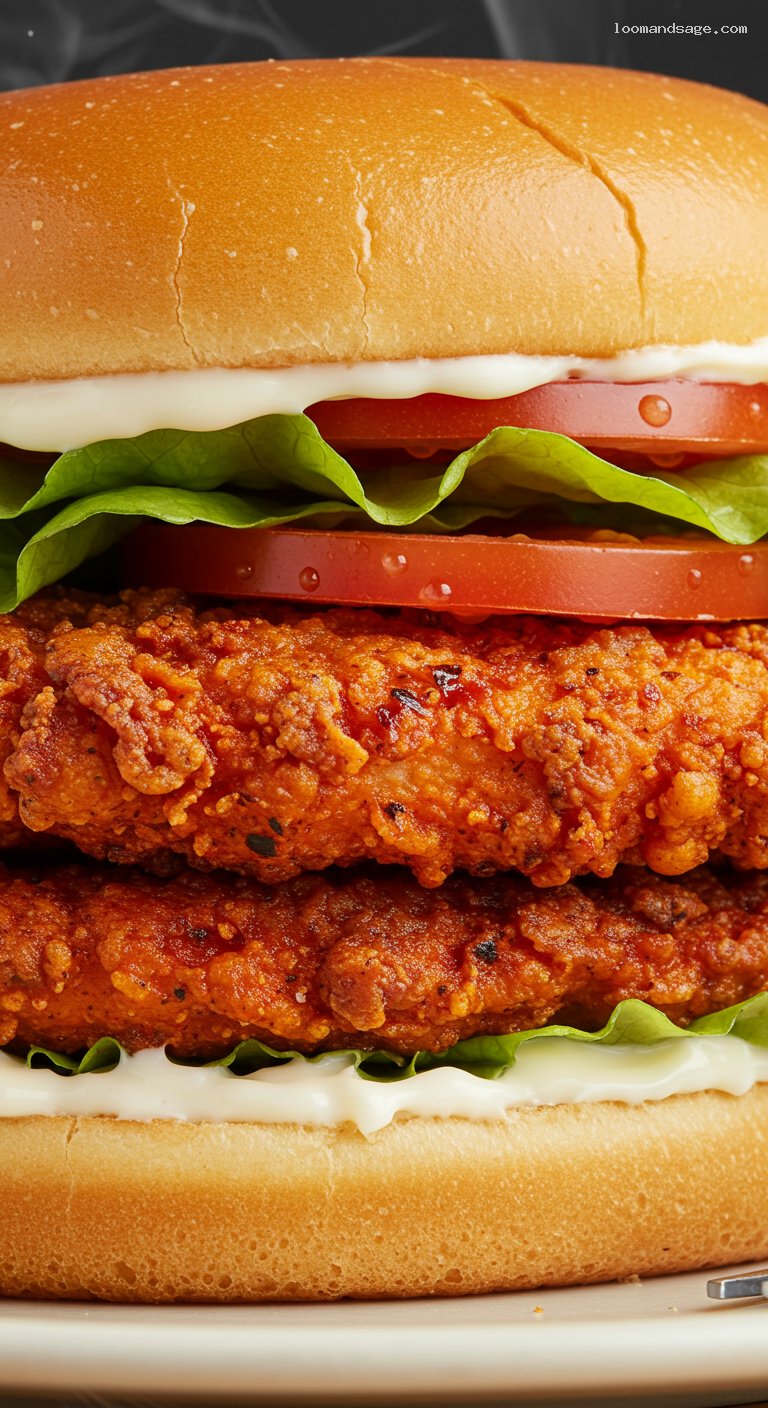 Wendy’s-Style Spicy Chicken Sandwich – Closeup
