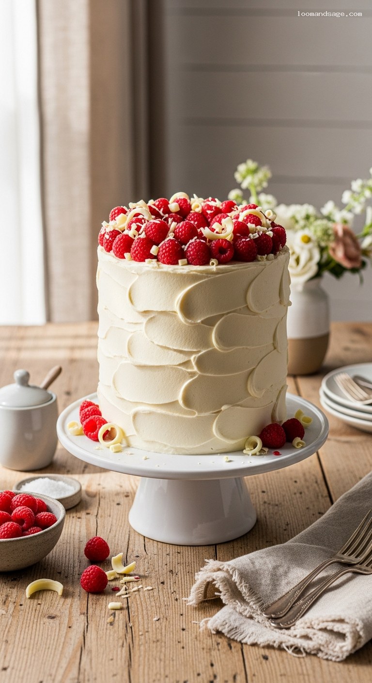 White Chocolate Raspberry Layer Cake with Buttercream