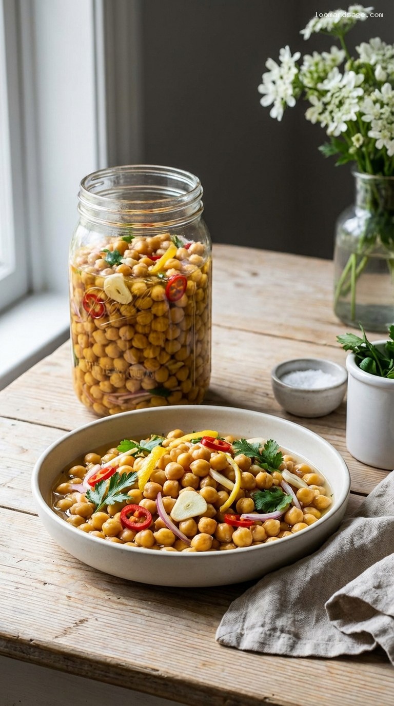 Zesty Pickled Chickpeas With Garlic, Herbs, and Chili
