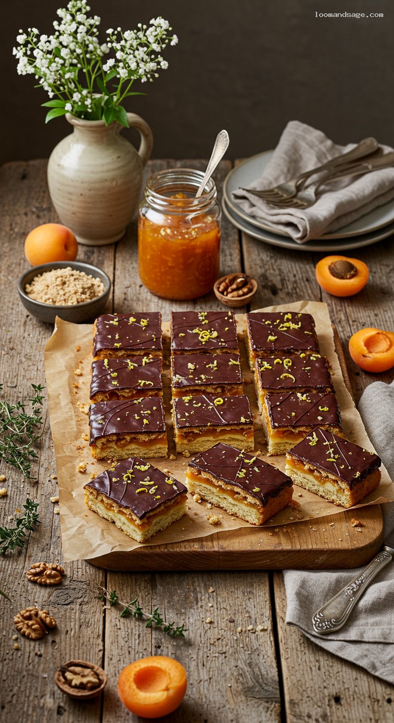 Zserbó Slices with Apricot and Walnut Filling