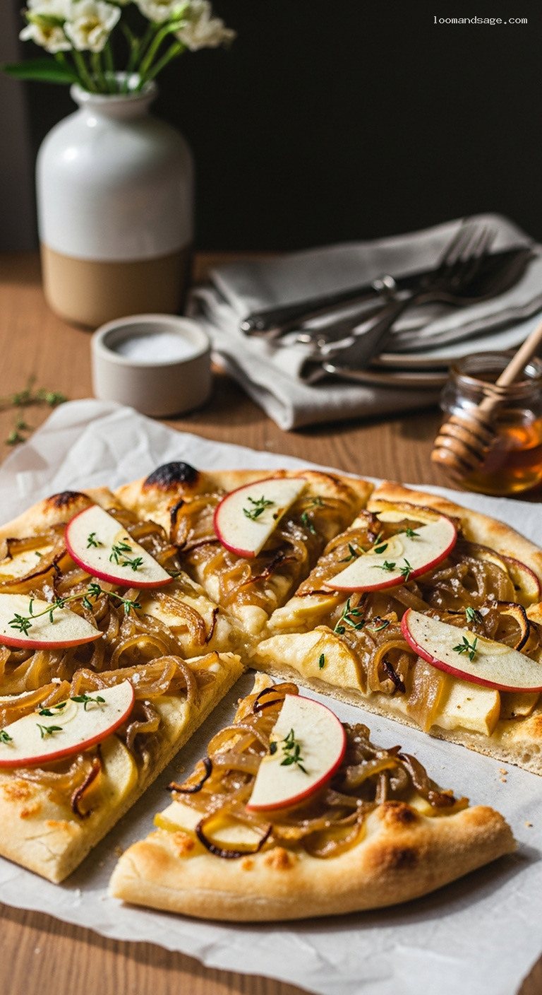 Apple, Cheddar & Caramelized Onion Flatbread