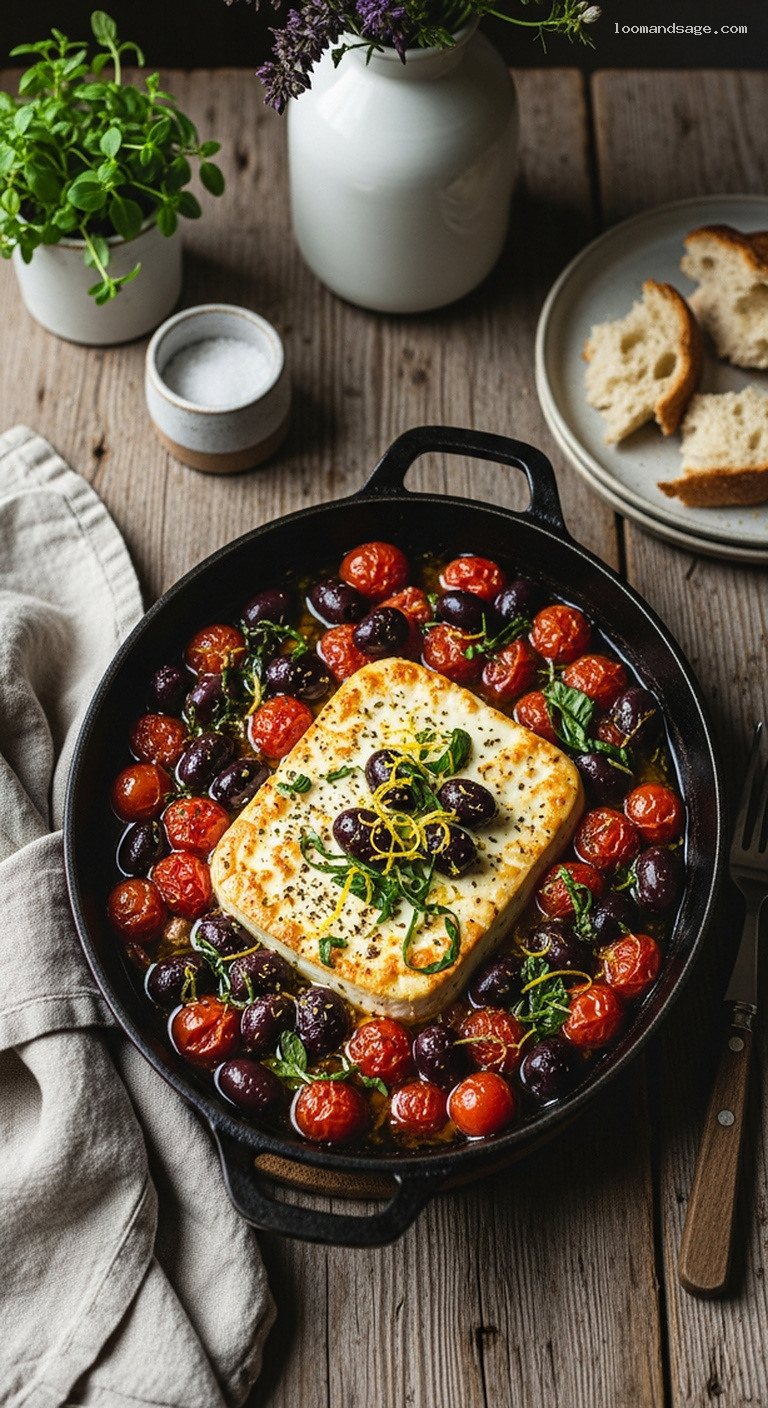 Baked Feta with Cherry Tomatoes and Kalamata Olives