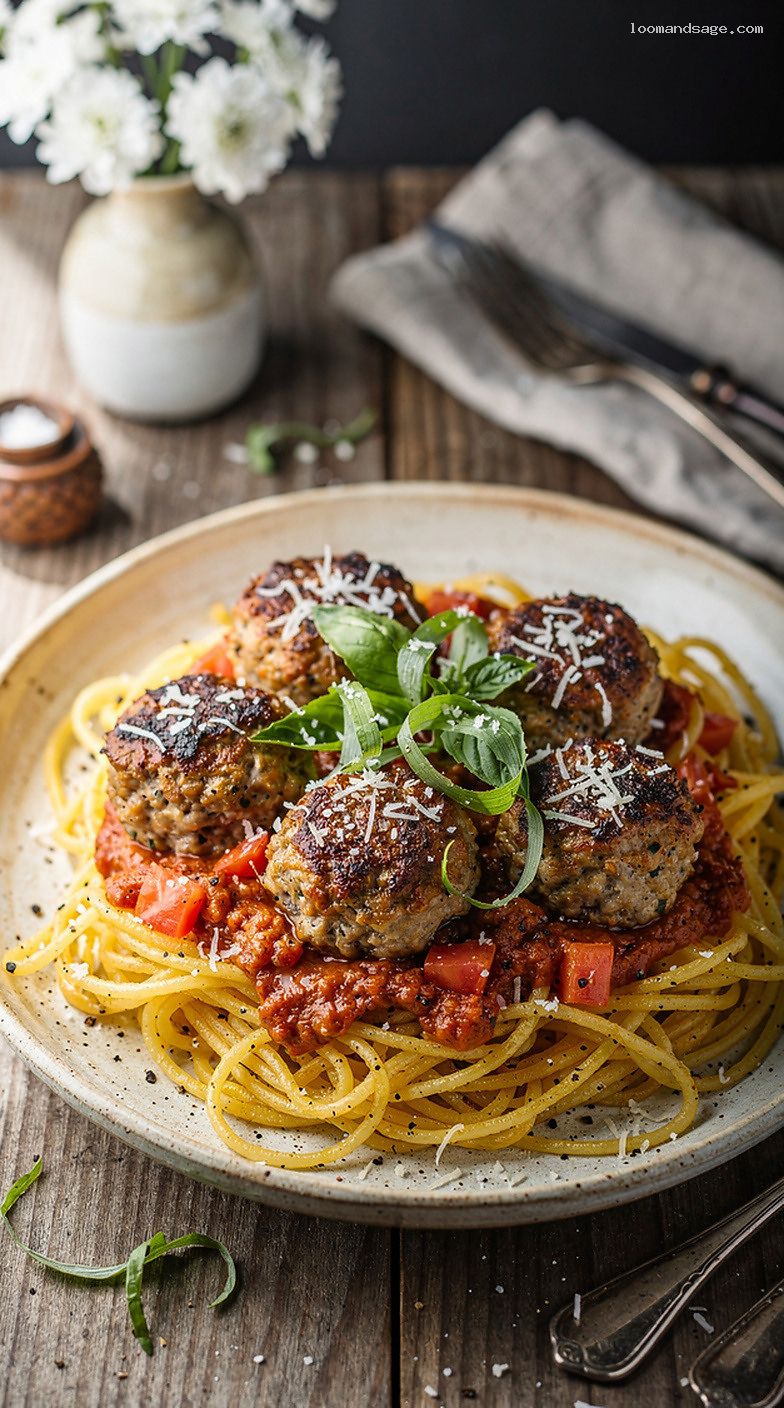 Baked Turkey Meatballs in Tomato Basil Sauce