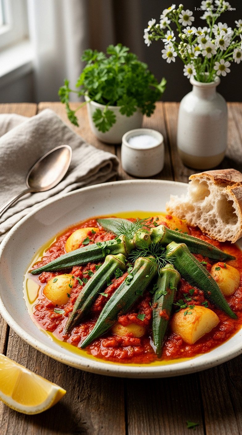 Bamies Laderes Greek Okra Stew in Tomato and Olive Oil