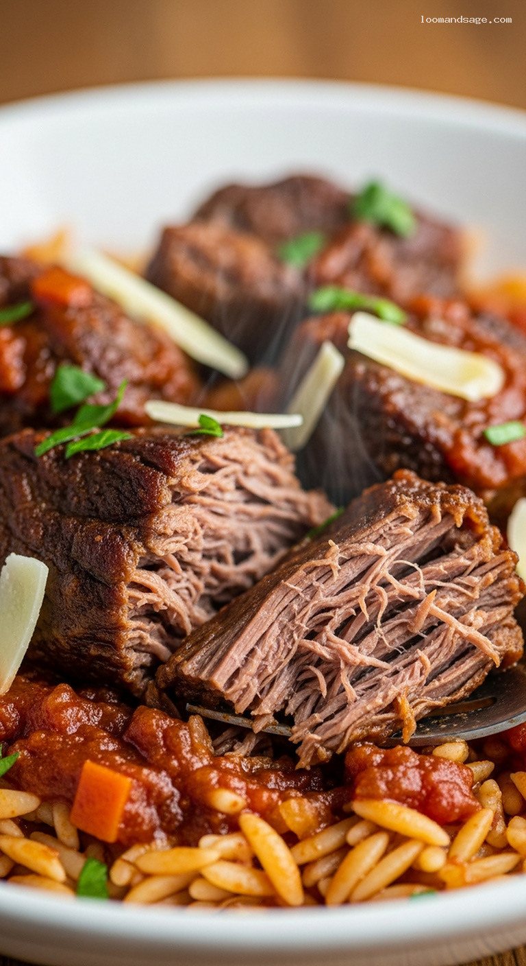 Beef Kokkinisto (Greek Cinnamon-Tomato Braised Beef) – Closeup