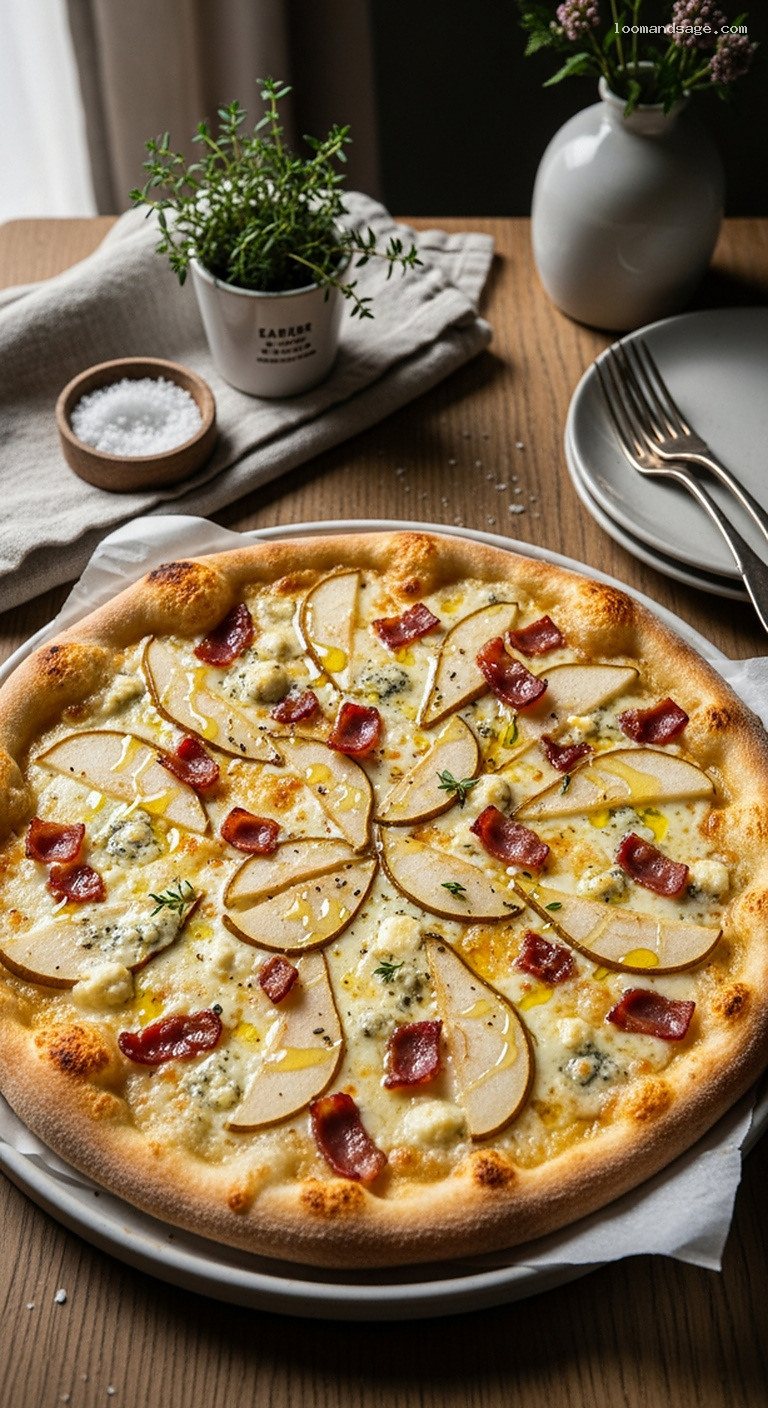 Blue Cheese, Bacon and Pear Pizza