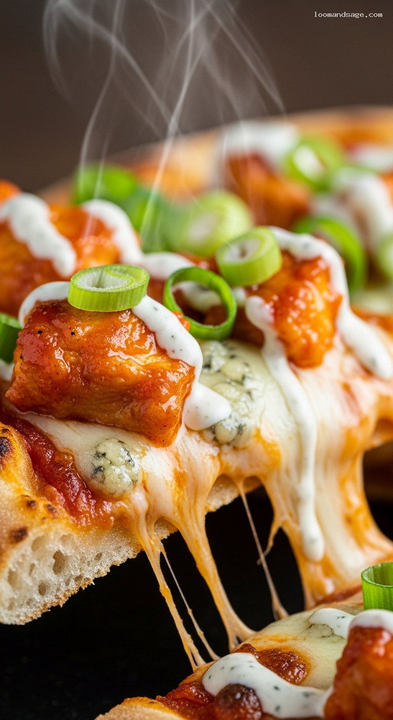 Buffalo Chicken & Blue Pizza – Closeup