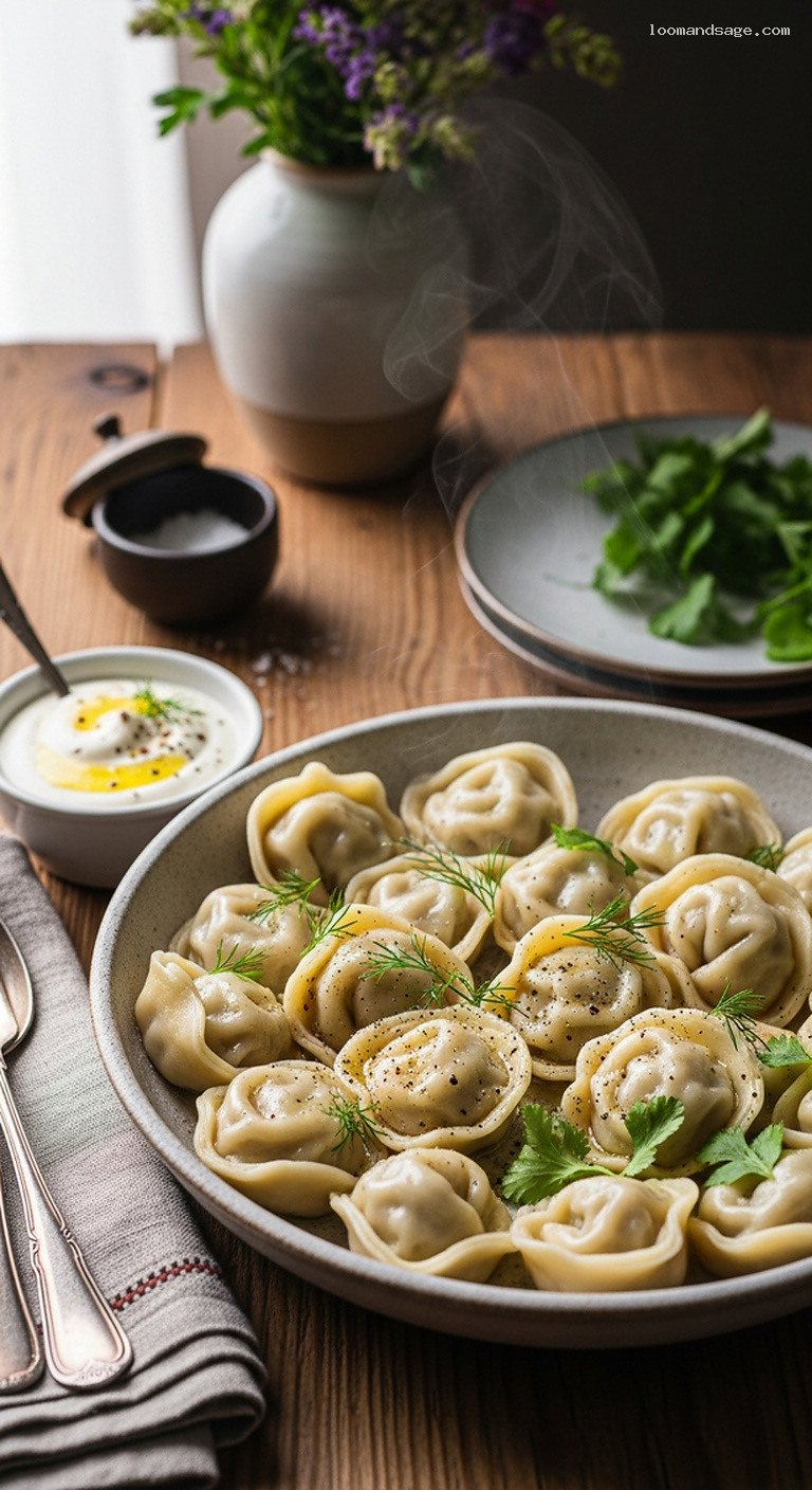 Central Asian Lamb Pelmeni With Sour Cream and Herbed Butter
