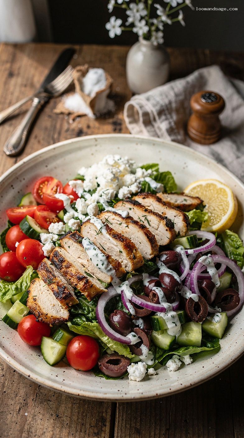 Chicken Gyro Salad With Tzatziki Drizzle