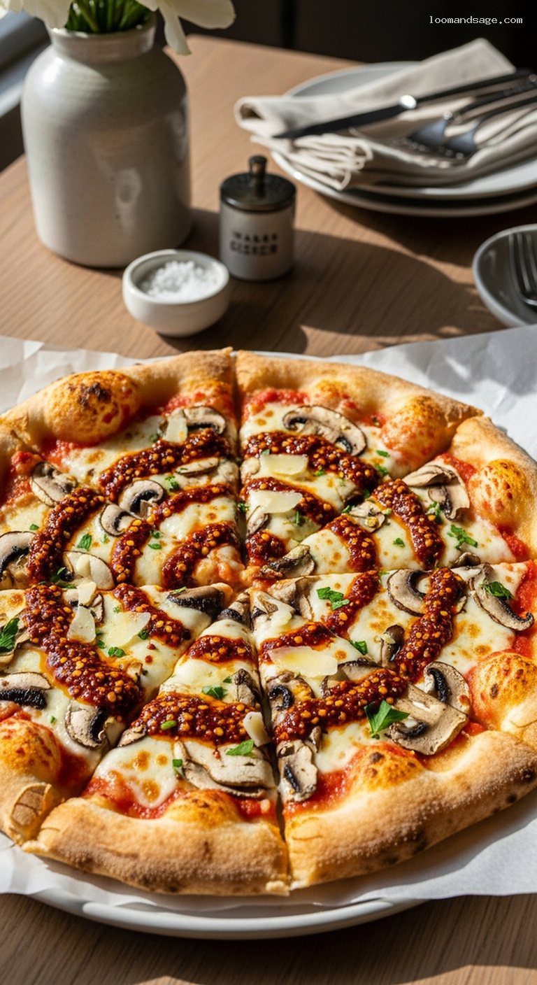 Chili Crisp Mushroom Pizza with Spicy Umami Kick