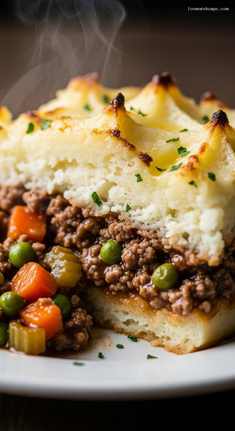 Classic Shepherd’s Pie with Buttery Mash Topping – Closeup