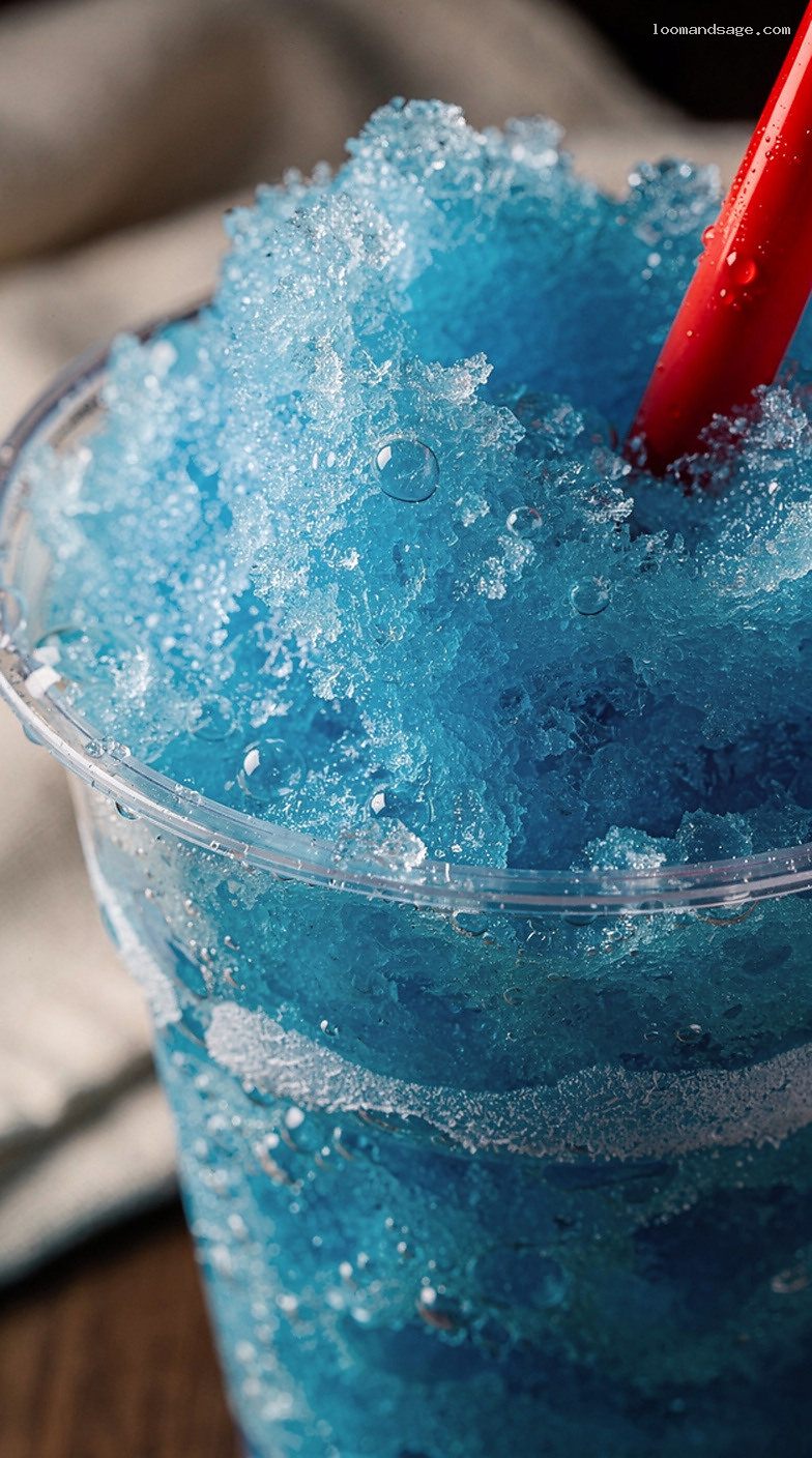 Copycat 7-Eleven Slurpee With Blue Raspberry or Cola Flavor – Closeup