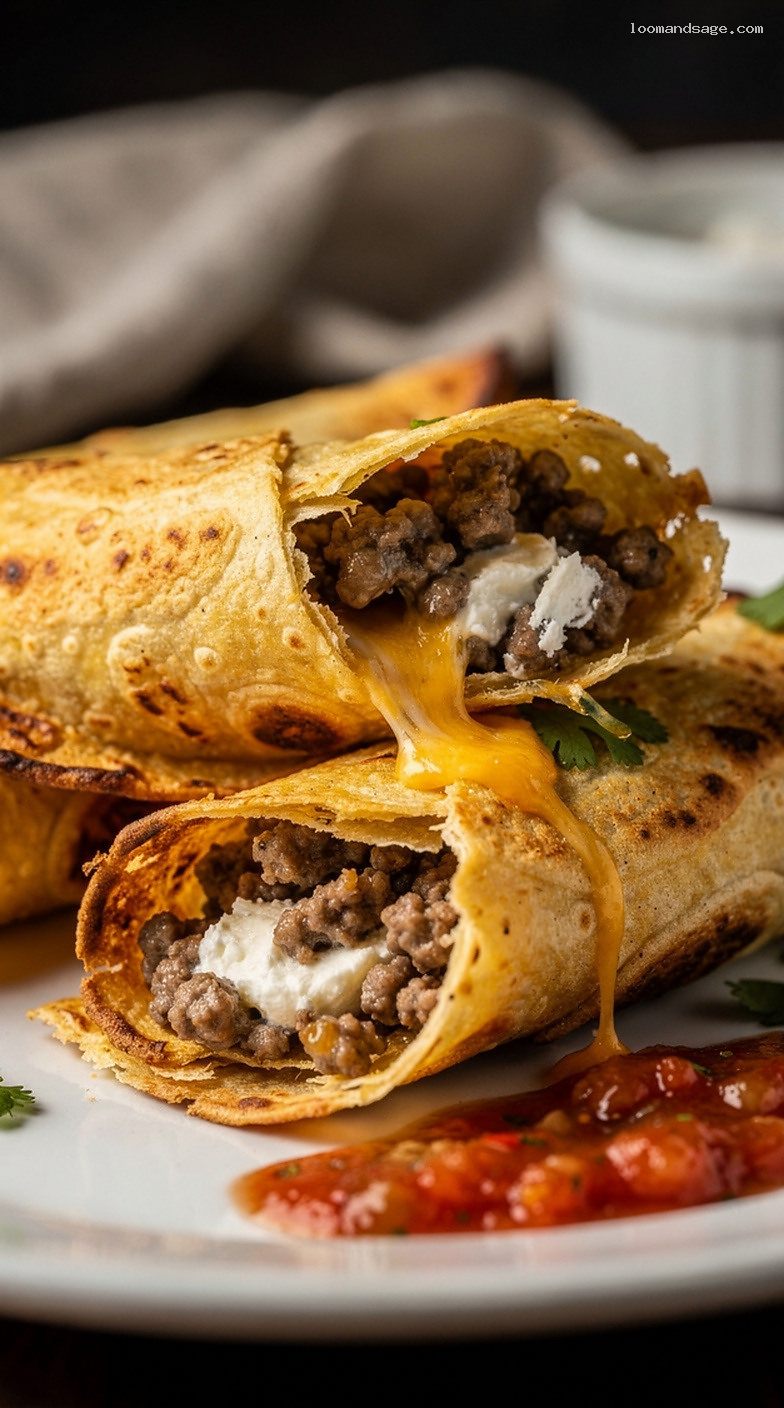 Copycat 7-Eleven Taquitos With Cheesy Beef or Chicken – Closeup