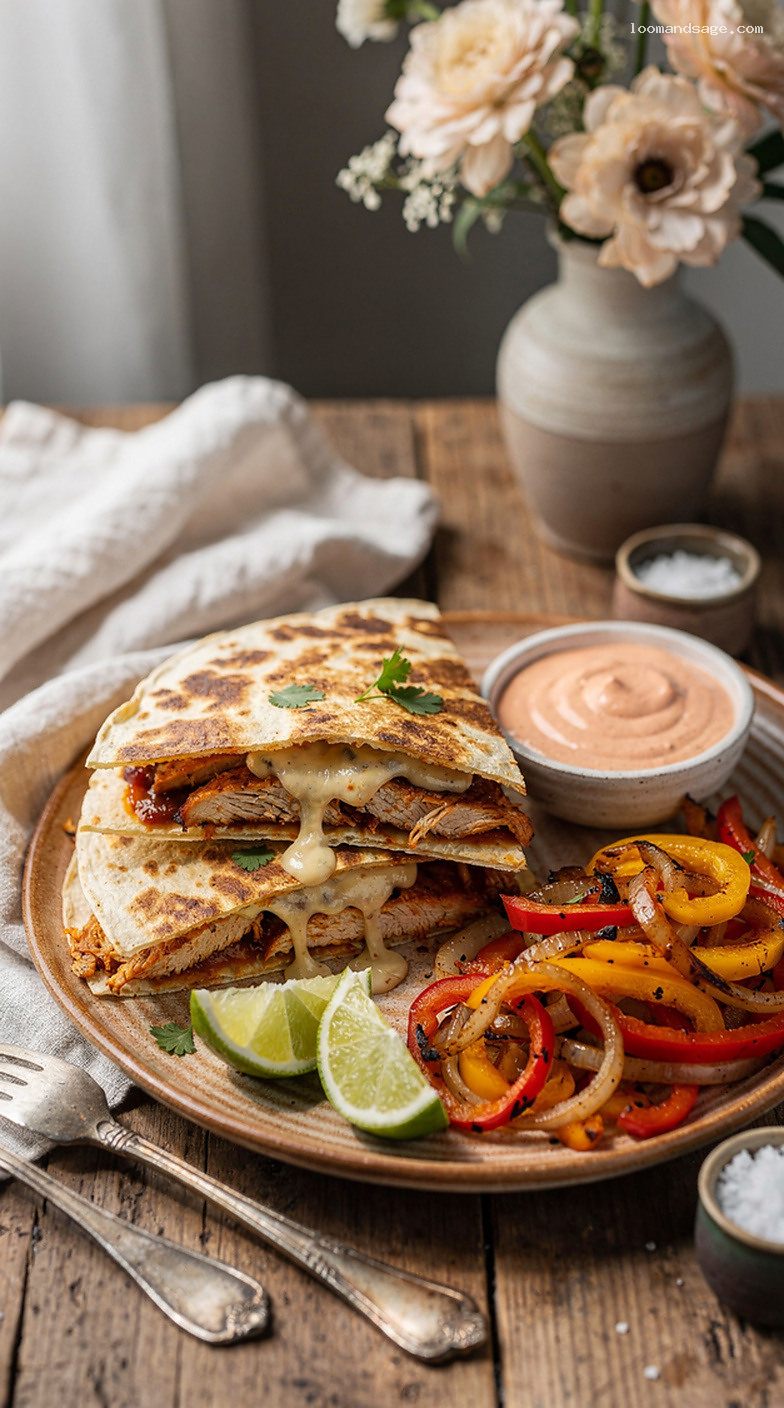 Copycat Chipotle Chicken Quesadillas With Creamy Chipotle Lime Dip