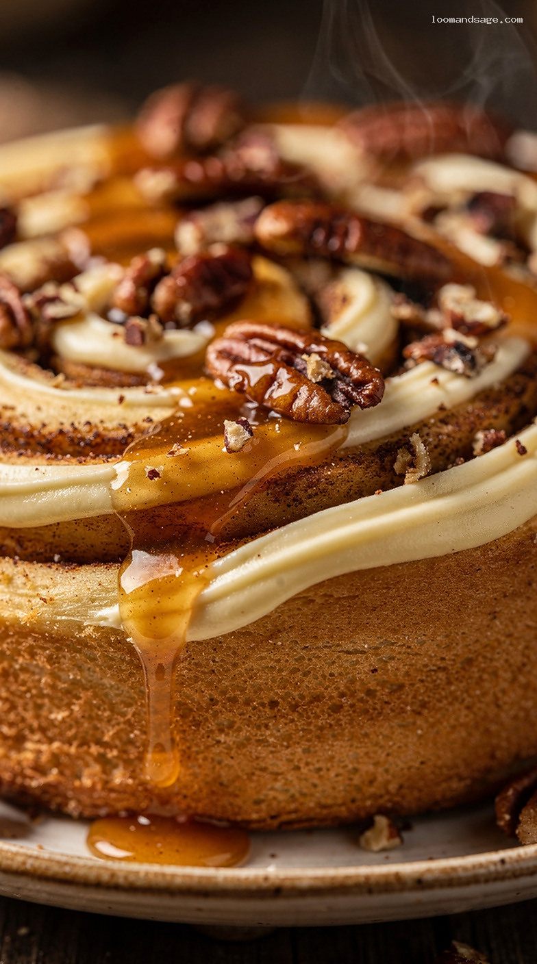 Copycat Cinnabon Caramel Pecanbon Cinnamon Rolls – Closeup
