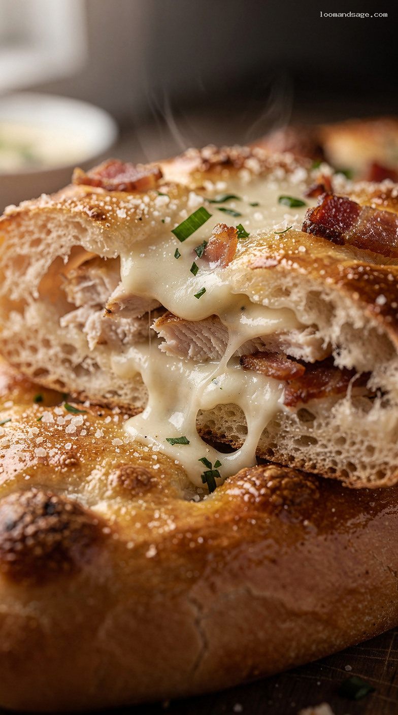 Copycat Costco Chicken Bake With Bacon and Caesar Dressing – Closeup