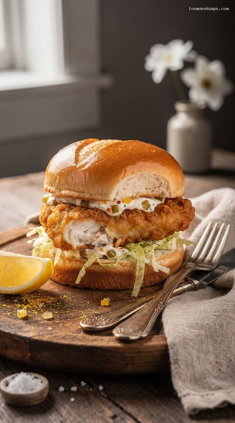 Copycat Culver’s Cod Filet Sandwich with Beer Batter and Tartar Sauce