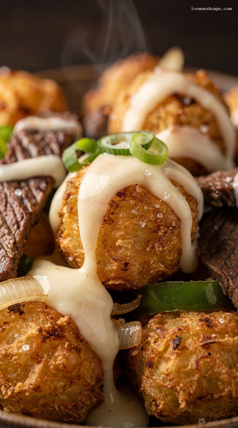 Copycat Domino’s Philly Cheesesteak Loaded Tots Recipe – Closeup