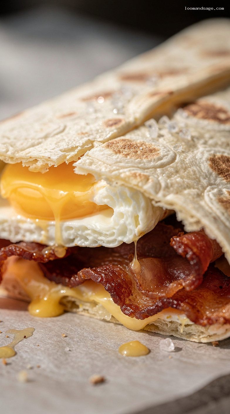 Copycat Dunkin’ Bacon, Egg & Cheese Wake-Up Wrap Recipe – Closeup