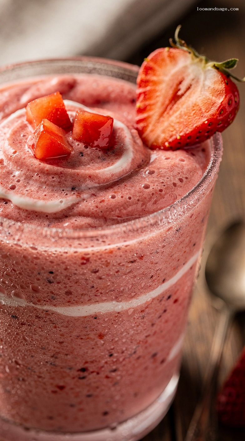 Copycat Jamba Strawberries Wild Smoothie Recipe – Closeup