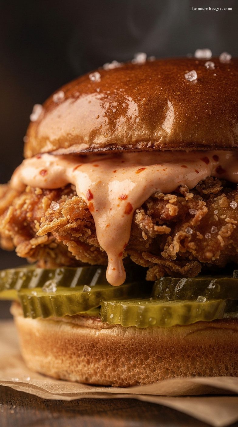 Copycat Jollibee Spicy Chicken Sandwich With Spicy Mayo – Closeup