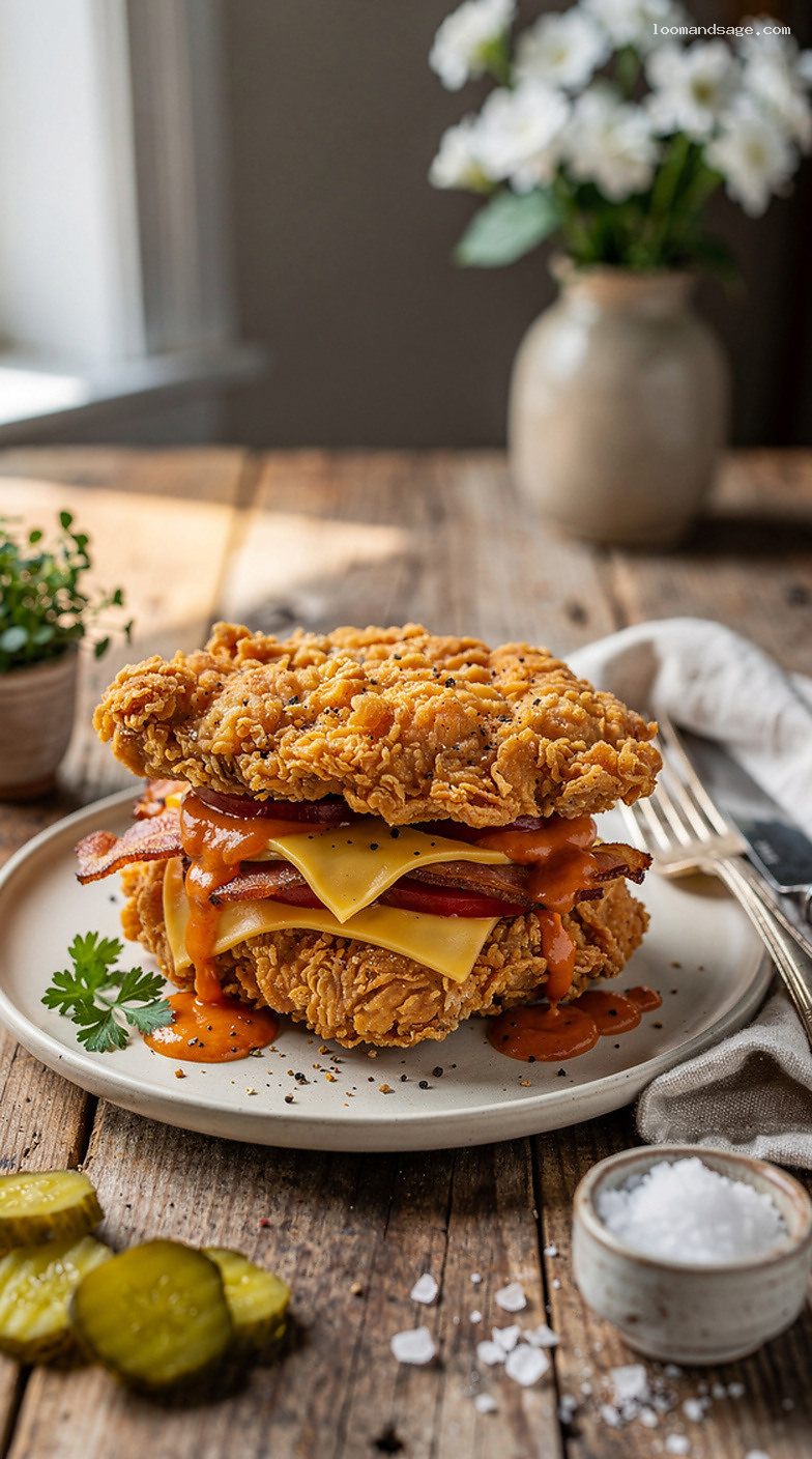Copycat KFC Double Down With Bacon, Cheese, and Smoky Sauce