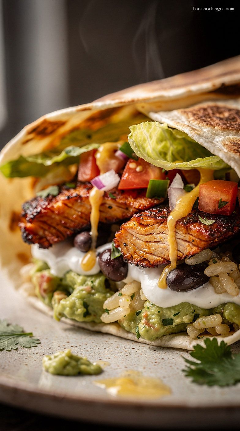 Copycat Moe’s Homewrecker Burrito With Chicken or Steak – Closeup