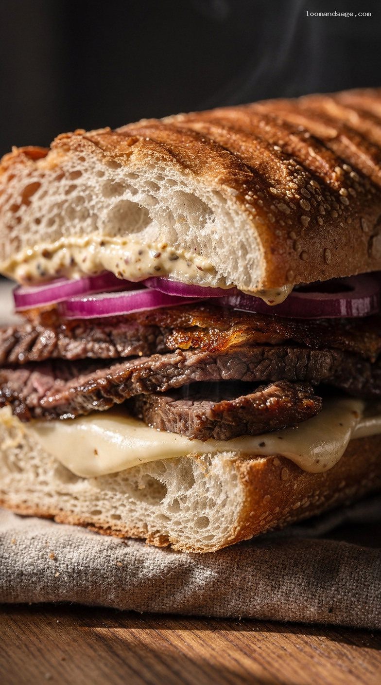 Copycat Panera Steak and White Cheddar Panini Recipe – Closeup