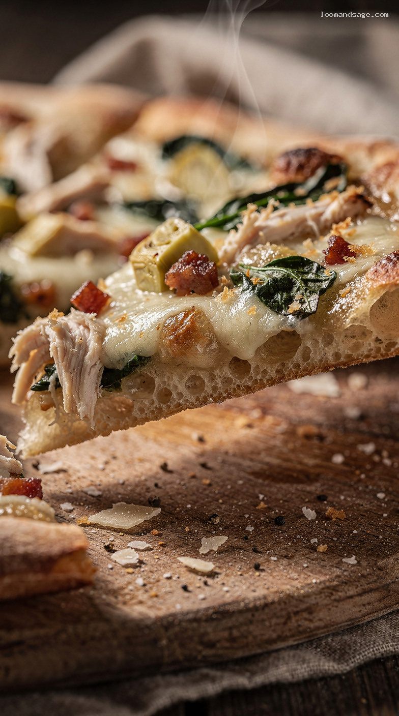 Copycat Papa Murphy’s Chicken Bacon Artichoke Pizza Recipe – Closeup