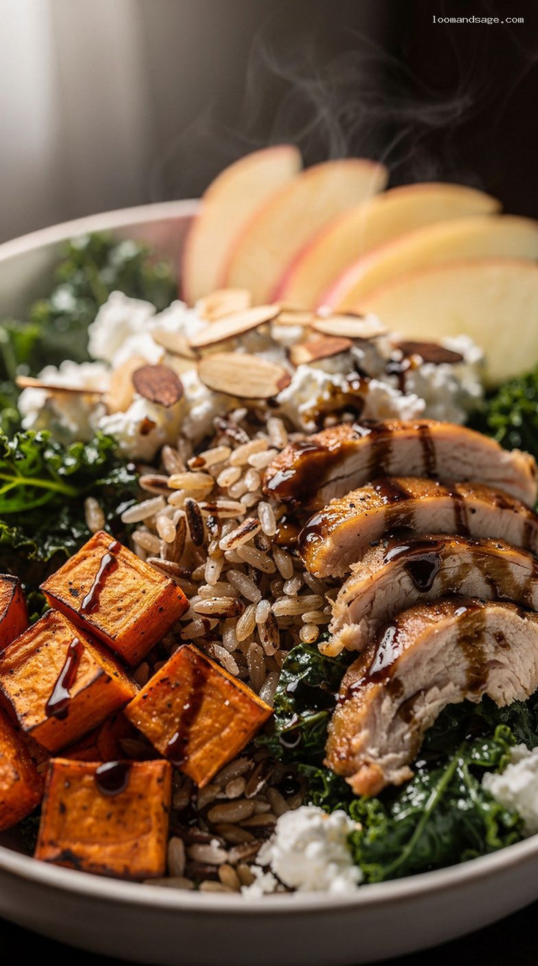 Copycat Sweetgreen Harvest Bowl With Wild Rice and Chicken – Closeup