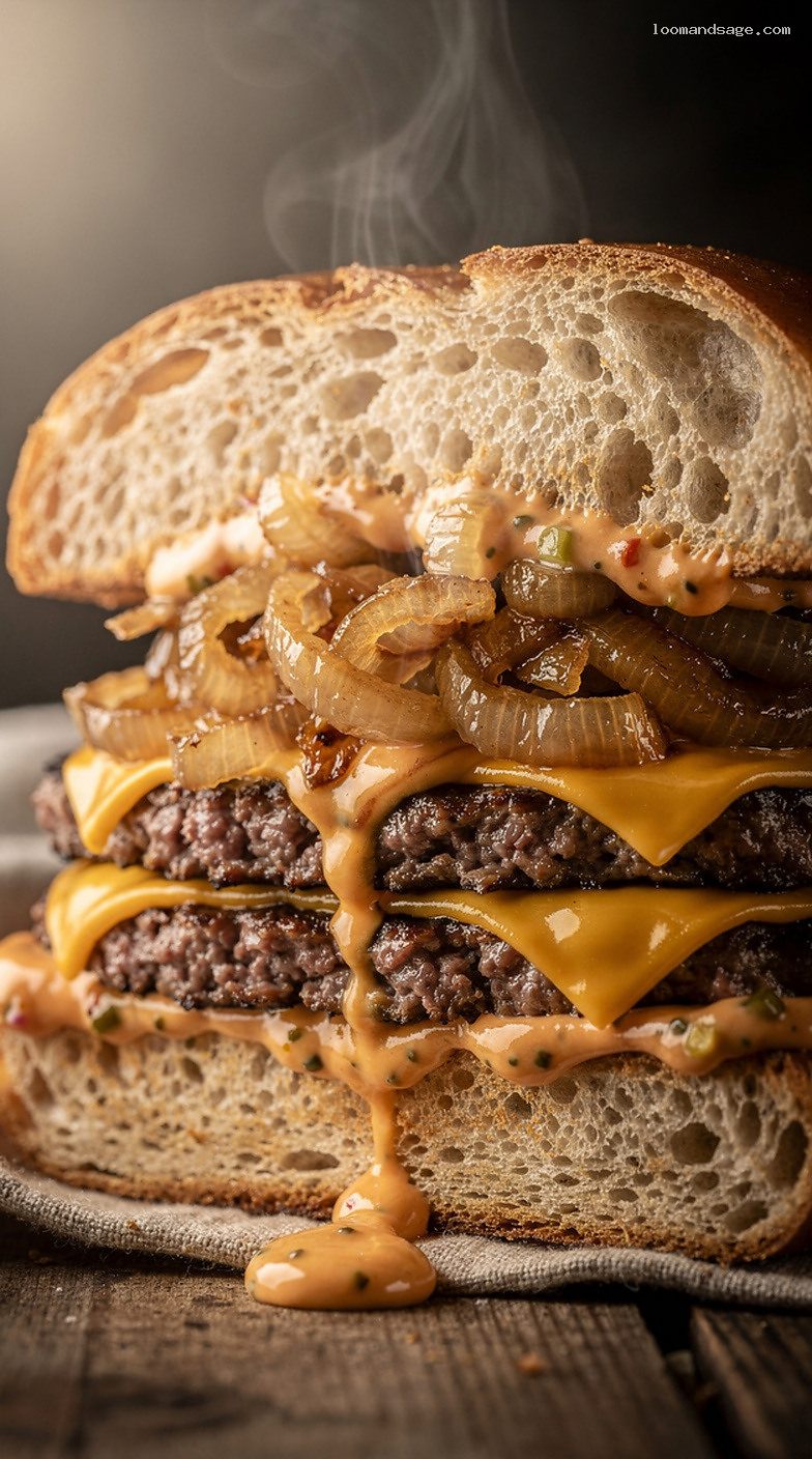 Copycat Whopper Melt Patty Melt With Stacker Sauce – Closeup