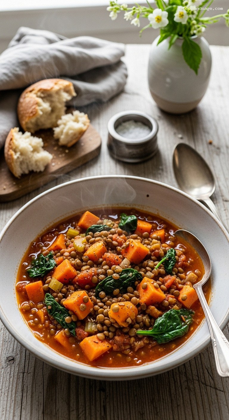 Cozy Lentil and Sweet Potato Cottage Stew
