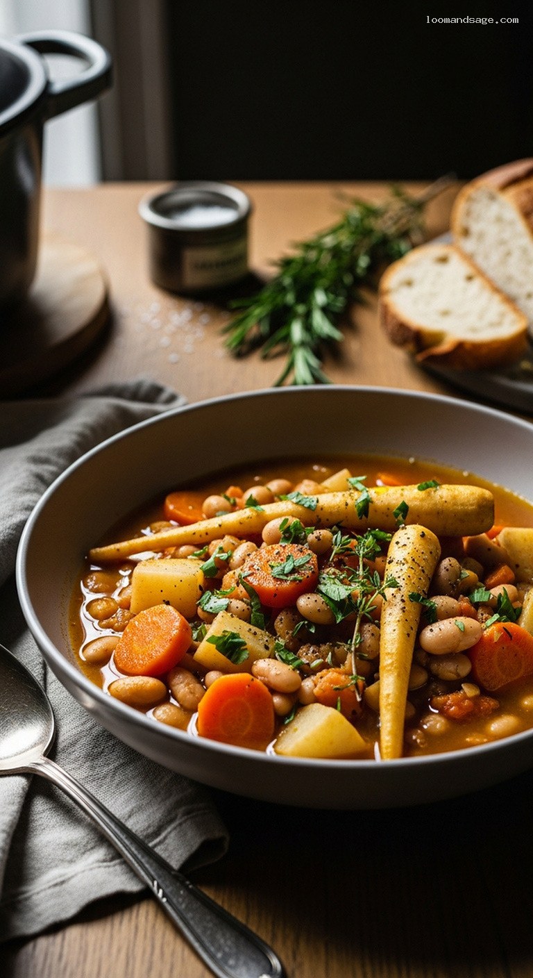 Cozy Winter Vegetable Stew With White Beans and Herbs