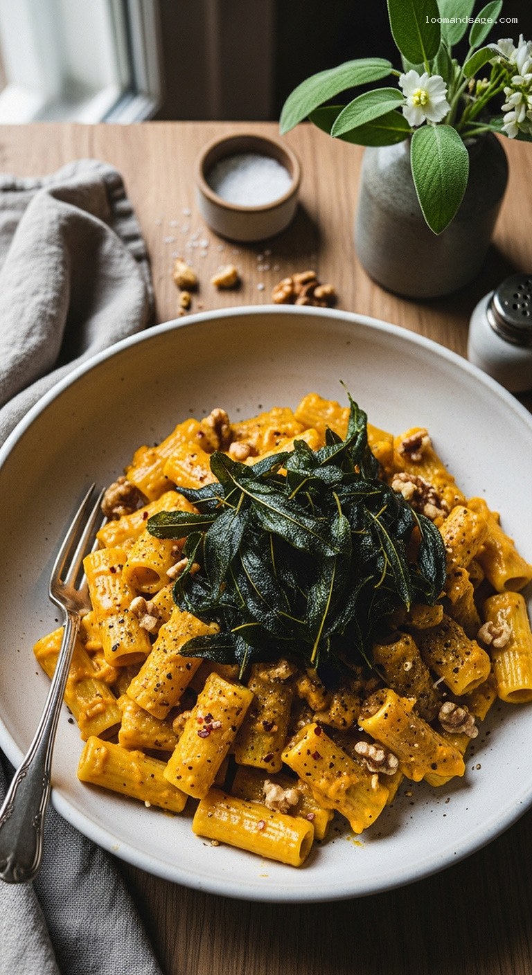 Creamy Pumpkin Sage Pasta with Cashew Sauce