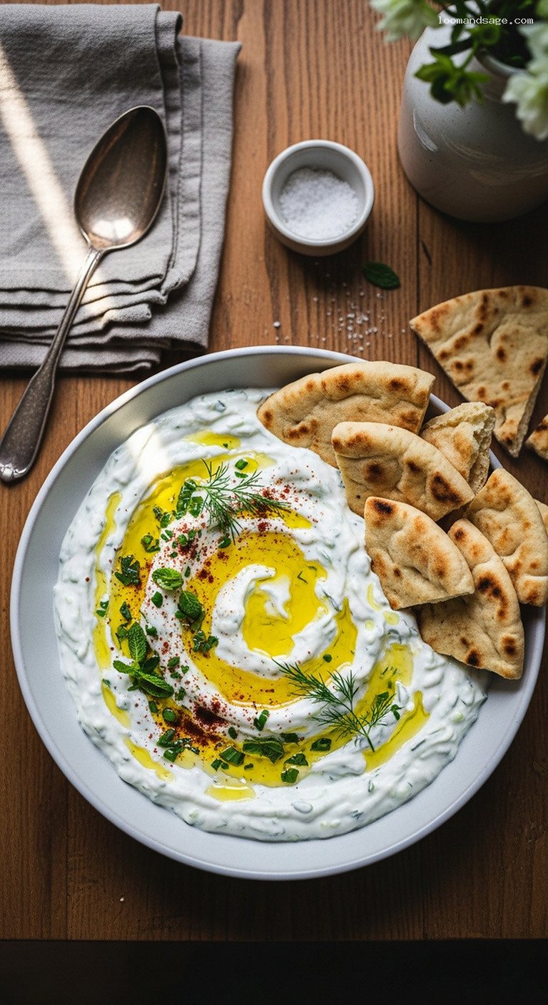 Creamy Tzatziki with Warm Pita Bread