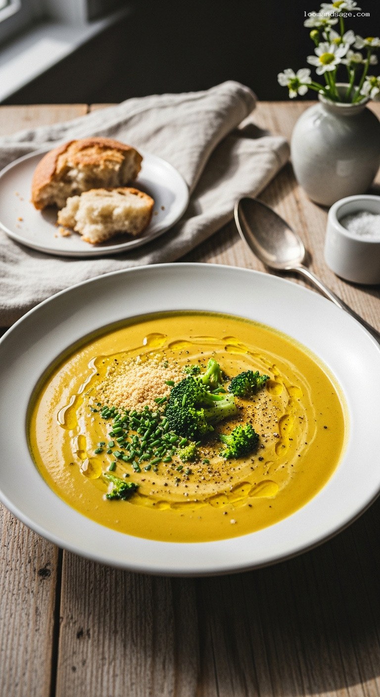 Creamy Vegan Broccoli Cheddar Soup with Cashew Cheese